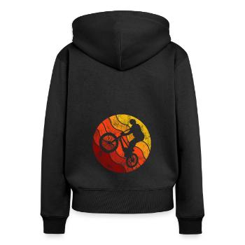 Cadeau rétro de vélo de vélo BMX Vélo Motocross - Sweat à capuche zippé Premium bio Femme - noir - Dos - Julia (174cm)