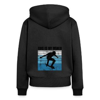 This is My world Skateboard Skateboarder Skate - Sweat à capuche zippé Premium bio Femme - noir - Dos - Julia (174cm)