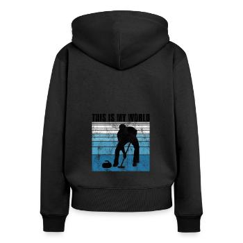 Curling is my world Curler Eisstockschießen - Women's Premium Organic Zip Hoodie - black - Back - Julia (174cm)