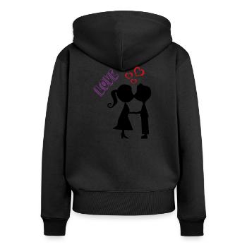 Cadeau de mariage Mariage Just Married Love - Sweat à capuche zippé Premium bio Femme - noir - Dos - Julia (174cm)