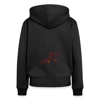 Hammerhai in rot - Frauen Premium Bio Zip Hoodie - Schwarz - Hinten - Julia (174cm)