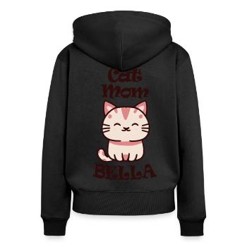 Bella Nom Prénom avec chat - Sweat à capuche zippé Premium bio Femme - noir - Dos - Julia (174cm)