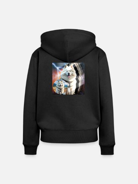Samojedenliebe - Frauen Premium Bio Zip Hoodie - Schwarz