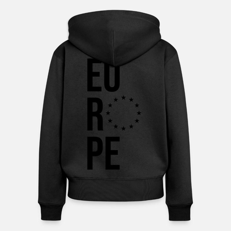 Europe - Étoiles - Sweat à capuche zippé Premium bio Femme - noir