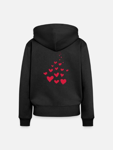 hearts - Frauen Premium Bio Zip Hoodie - Schwarz