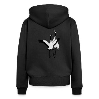 Kraniche - Frauen Premium Bio Zip Hoodie - Schwarz - Hinten - Julia (174cm)