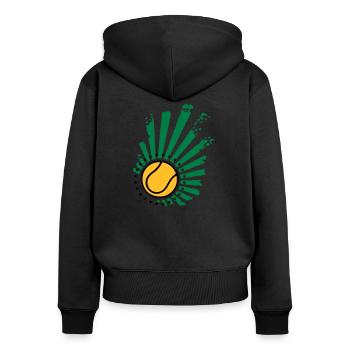 Design de tennis (Stars) - Sweat à capuche zippé Premium bio Femme - noir - Dos - Julia (174cm)