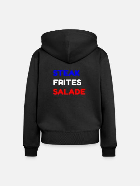Steak Fries Salat - Frauen Premium Bio Zip Hoodie - Schwarz