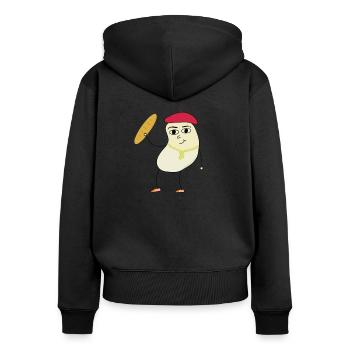le$bean - Frauen Premium Bio Zip Hoodie - Schwarz - Hinten - Julia (174cm)
