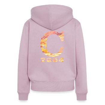 C 2004 Nom Année de naissance Cadeau - Sweat à capuche zippé Premium bio Femme - rose poudré - Dos - Julia (174cm)