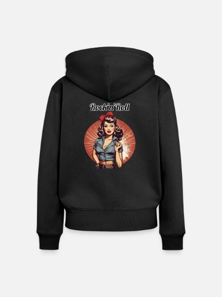 Pinup - Frauen Premium Bio Zip Hoodie - Schwarz