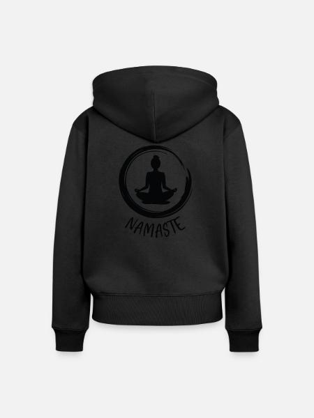 Yoga / Namaste - Frauen Premium Bio Zip Hoodie - Schwarz