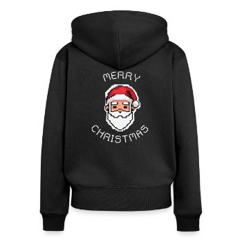Père Noël / Joyeux Noël - Sweat à capuche zippé Premium bio Femme - noir - Dos - Julia (174cm)