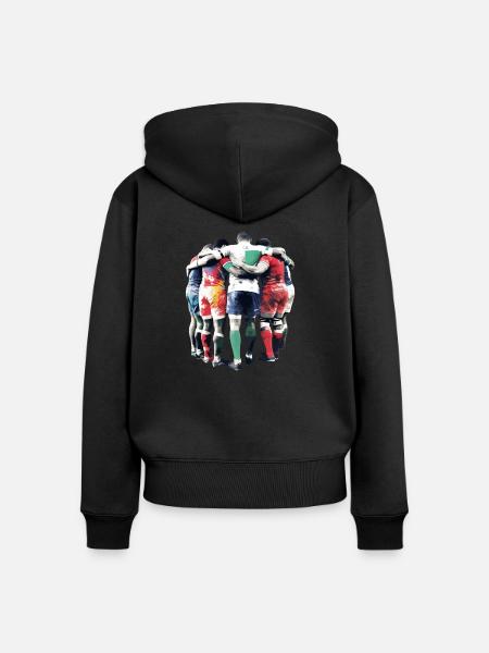 Rubgy-Spieler - Frauen Premium Bio Zip Hoodie - Schwarz