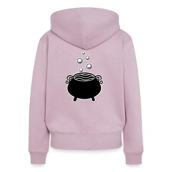 bubbling witch's cauldron black white - Women's Premium Organic Zip Hoodie - dusky pink - Back - Julia (174cm)