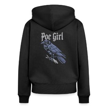 L’amour élégant de la littérature - Sweat à capuche zippé Premium bio Femme - noir - Dos - Julia (174cm)