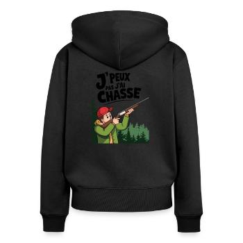 J'peux pas j'ai chasse - Sweat à capuche zippé Premium bio Femme - noir - Dos - Julia (174cm)