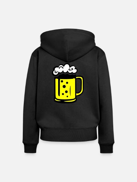 Bier Comic - Frauen Premium Bio Zip Hoodie - Schwarz
