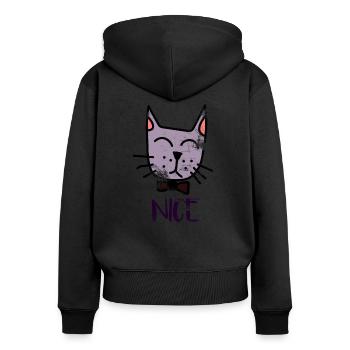 chat - Sweat à capuche zippé Premium bio Femme - noir - Dos - Julia (174cm)