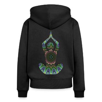 Yogi Yoga Yogini Méditation Namaste Om Zen - Sweat à capuche zippé Premium bio Femme - noir - Dos - Julia (174cm)