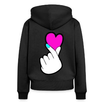 Pop Seoul Design Fan K Pop Motif Cadeau - Sweat à capuche zippé Premium bio Femme - noir - Dos - Julia (174cm)