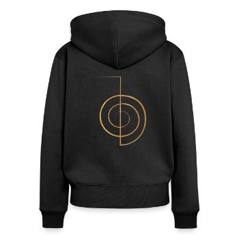 Symbole Reiki - Sweat à capuche zippé Premium bio Femme - noir - Dos - Julia (174cm)