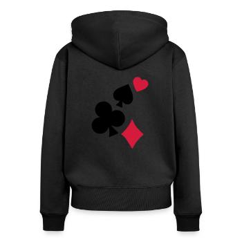 Spielkarten - Frauen Premium Bio Zip Hoodie - Schwarz - Hinten - Julia (174cm)