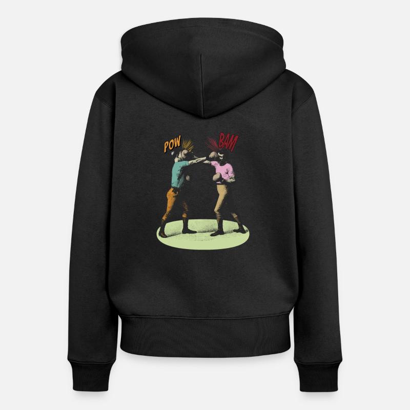 Pow Bam Boxe - Sweat à capuche zippé Premium bio Femme - noir