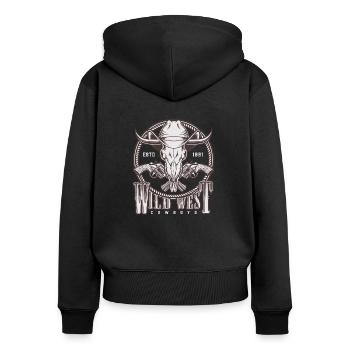 Western Wild West Cowboy skull - Women's Premium Organic Zip Hoodie - black - Back - Julia (174cm)