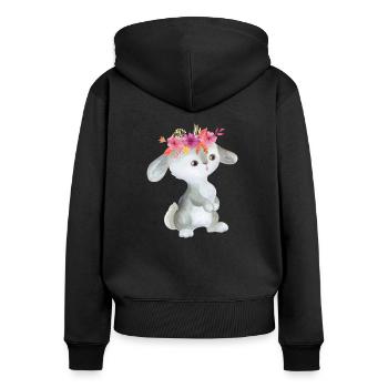 Animal enfant animal bébé fleur guirlande enfants - Sweat à capuche zippé Premium bio Femme - noir - Dos - Julia (174cm)