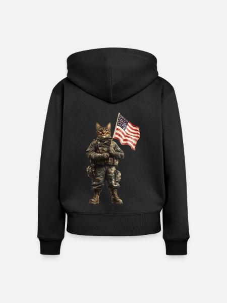 Katze - Frauen Premium Bio Zip Hoodie - Schwarz