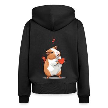 Cochon d’Inde Cochon d’Inde Amoureux des animaux - Sweat à capuche zippé Premium bio Femme - noir - Dos - Julia (174cm)