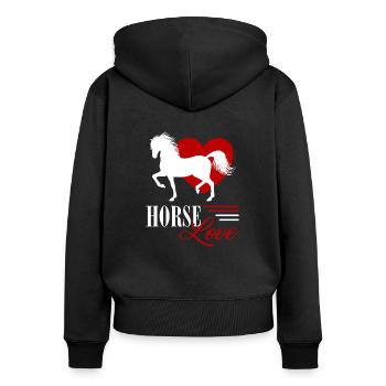 Horse Love - Frauen Premium Bio Zip Hoodie - Schwarz - Hinten - Julia (174cm)