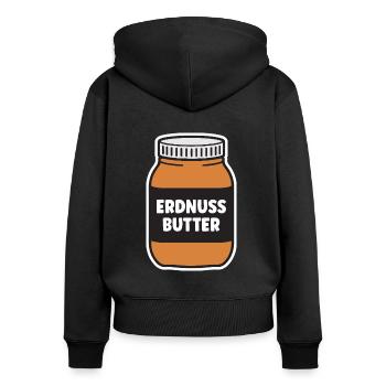 Peanutbutter Nuss Kostüm Nüsse Erdnuss Butter - Frauen Premium Bio Zip Hoodie - Schwarz - Hinten - Julia (174cm)