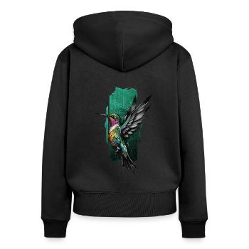 Joyau planant : Colibri gracieux en vol - Sweat à capuche zippé Premium bio Femme - noir - Dos - Julia (174cm)