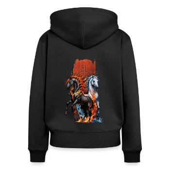 Elemental Equine: Fire and Water Horse - Women's Premium Organic Zip Hoodie - black - Back - Julia (174cm)