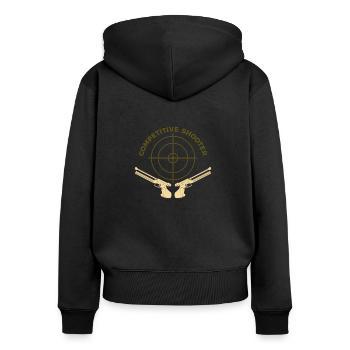tir sport sport tir compétition compétition tir - Sweat à capuche zippé Premium bio Femme - noir - Dos - Julia (174cm)