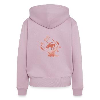 voltigieren - Frauen Premium Bio Zip Hoodie - Altrosa - Hinten - Julia (174cm)