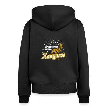 kangourou - Sweat à capuche zippé Premium bio Femme - noir - Dos - Julia (174cm)