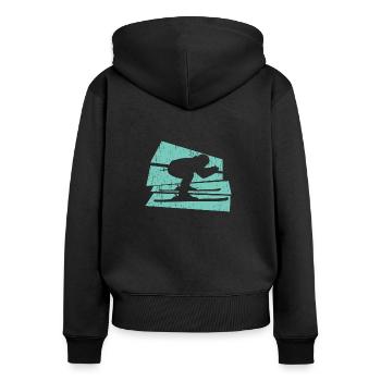 Skifahren - Frauen Premium Bio Zip Hoodie - Schwarz - Hinten - Julia (174cm)