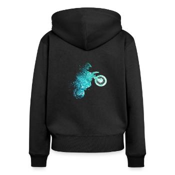 cycliste vélo motocross freeride - Sweat à capuche zippé Premium bio Femme - noir - Dos - Julia (174cm)