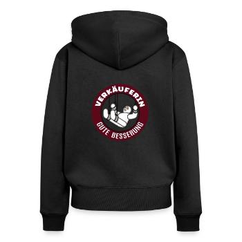 Gute Besserung Verkäuferin Alles Gute Gesundheit - Frauen Premium Bio Zip Hoodie - Schwarz - Hinten - Julia (174cm)