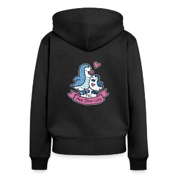 Hab dich lieb - Frauen Premium Bio Zip Hoodie - Schwarz - Hinten - Julia (174cm)