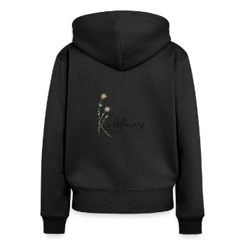 Wildflowers Blumen Handlettering - Frauen Premium Bio Zip Hoodie - Schwarz - Hinten - Julia (174cm)