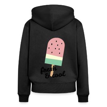 Popsicles à la pastèque avec slogan frais & cool - Sweat à capuche zippé Premium bio Femme - noir - Dos - Julia (174cm)
