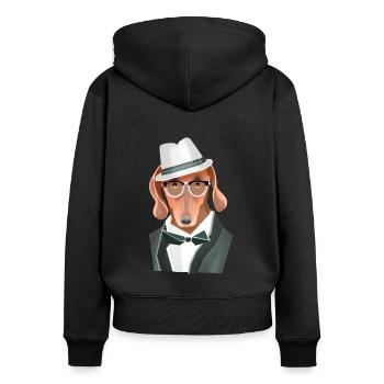 Toby Chic - Frauen Premium Bio Zip Hoodie - Schwarz - Hinten - Julia (174cm)