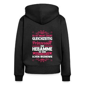 Geburtshelferin Hebamme - Frauen Premium Bio Zip Hoodie - Schwarz - Hinten - Julia (174cm)
