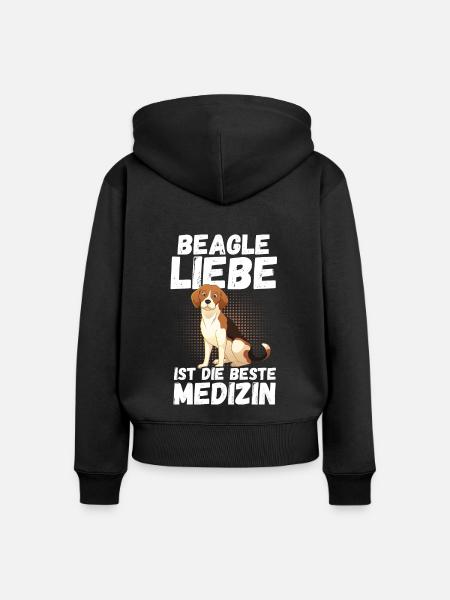 Hund Beagle - Frauen Premium Bio Zip Hoodie - Schwarz