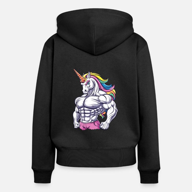 Licorne de gymnase - Sweat à capuche zippé Premium bio Femme - noir