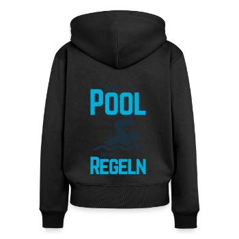 Planschbecken Swimmingpool Pool Schwimmen Geschenk - Frauen Premium Bio Zip Hoodie - Schwarz - Hinten - Julia (174cm)